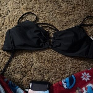 Small time and tru black lace up back bathing suit top